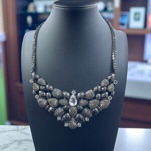 Amrita Singh Gunmetal Crystal Statement Necklace Gala Glam‎ Holiday Jewelry